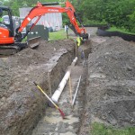 machine digging trench for irrigation