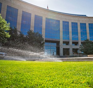 municipal building with irrigation system