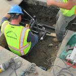 crew installing irrigation system