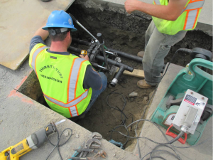 crew installing irrigation system