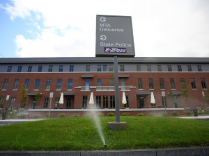 commercial building with irrigation system